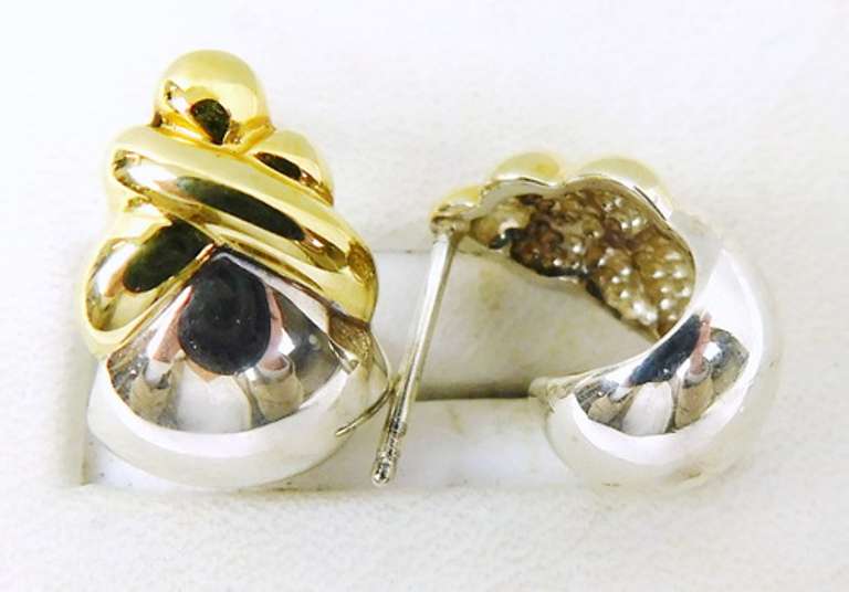 2 Pairs of Sterling 2-Tone Pierced Earrings