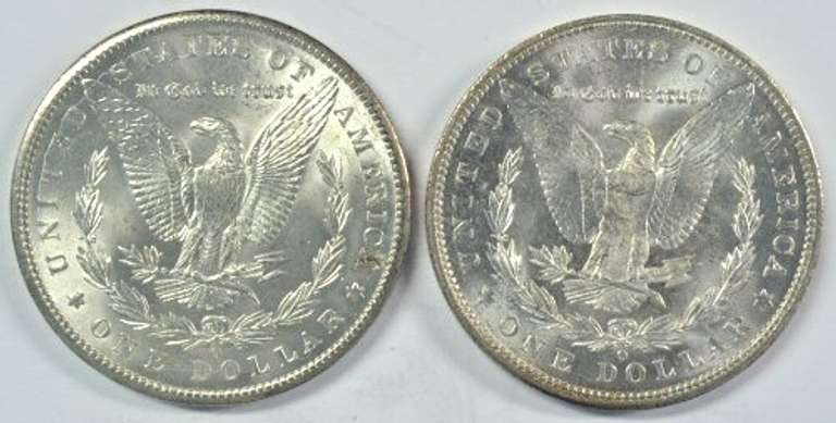 Choice BU 1899-O and 1904-O Morgan Silver Dollars