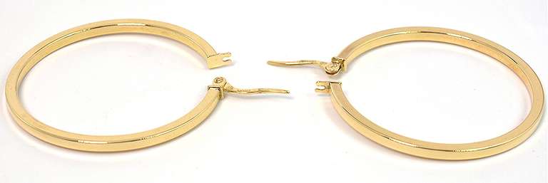 Large Flat Hoop Earrings in 14KT Yellow Gold