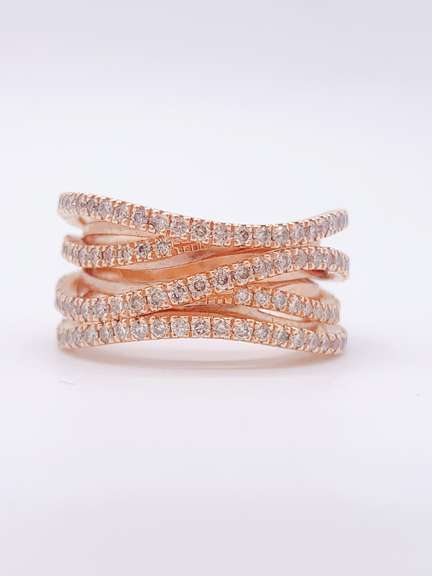 Stunning 14kt Rose Gold Designer Diamond Band Ring