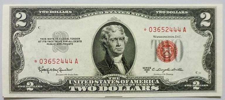 Gem Crisp 1953C $2 Red Seal Star Replacement Note !