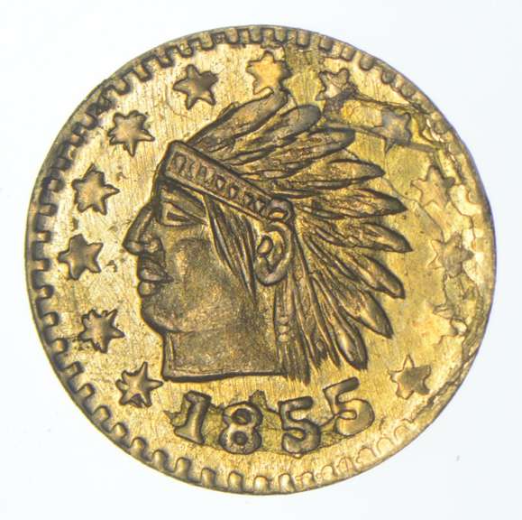 1855 Indian Head California Territorial Gold Round