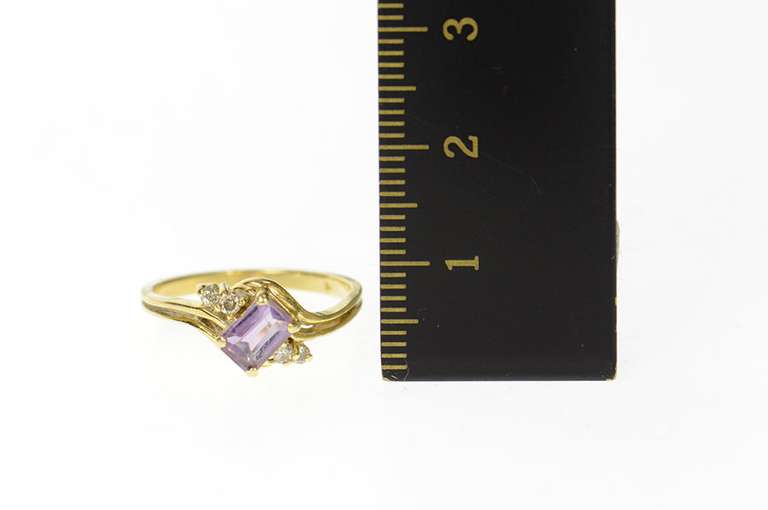 14K Yellow Gold Emerald Amethyst Diamond Freeform Bypass Ring