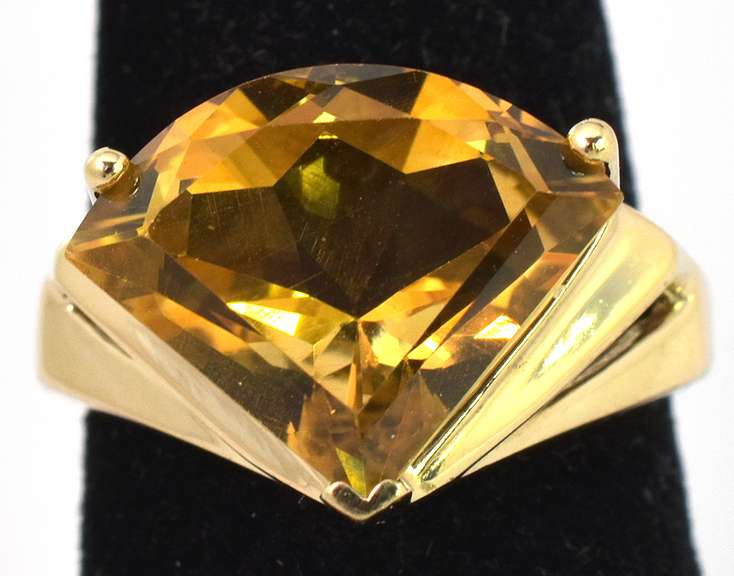 Striking Free-Form Citrine Ring in 14KT Yellow Gold