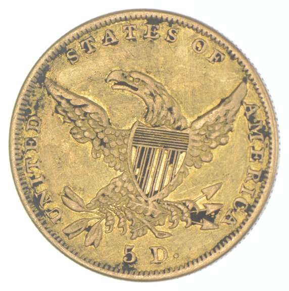 1836 $5 Classic Head Gold Half Eagle