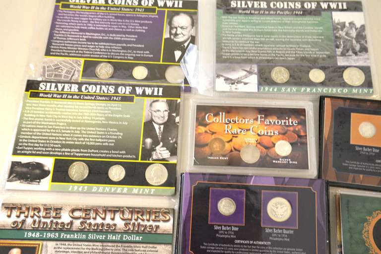 Estate Lot Of Coins In Display Holders