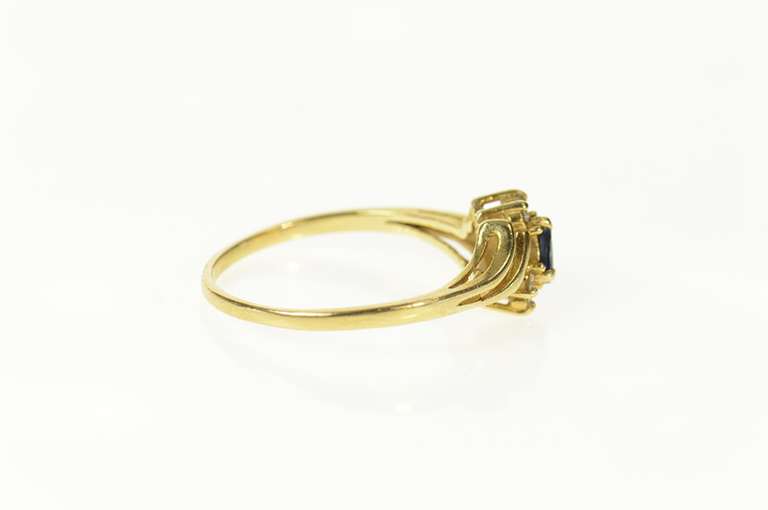 14K Yellow Gold Oval Sapphire Diamond Accent Bypass Ring