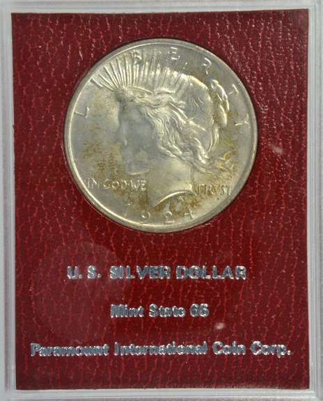 Gem BU 1924 Peace Silver Dollar. MS65 Paramount Hoard