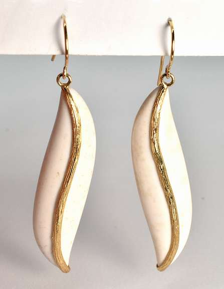 Unique 14k and Coral Dangle Earrings