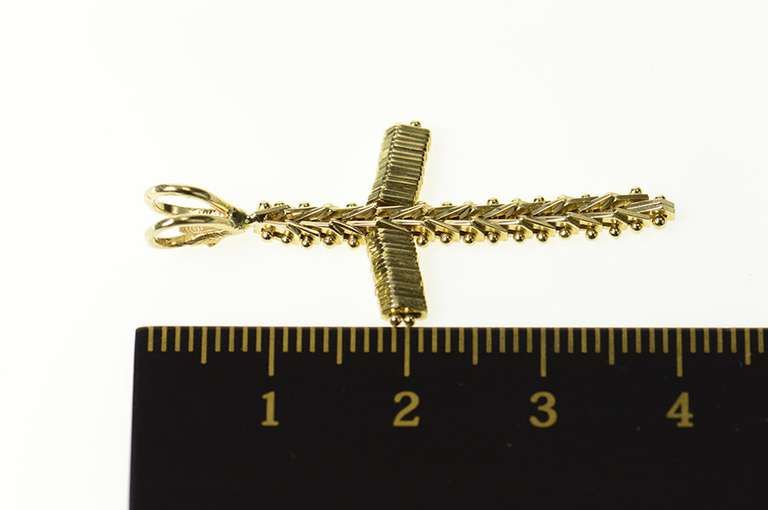 14K Yellow Gold Squared Chain Link Cross Christian Faith Pendant