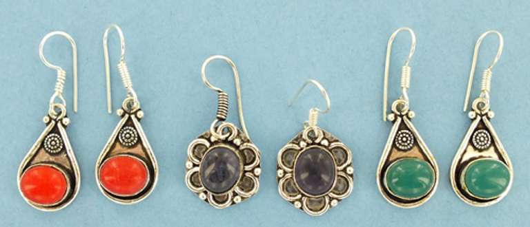 Silver and Natural Stone Earrings