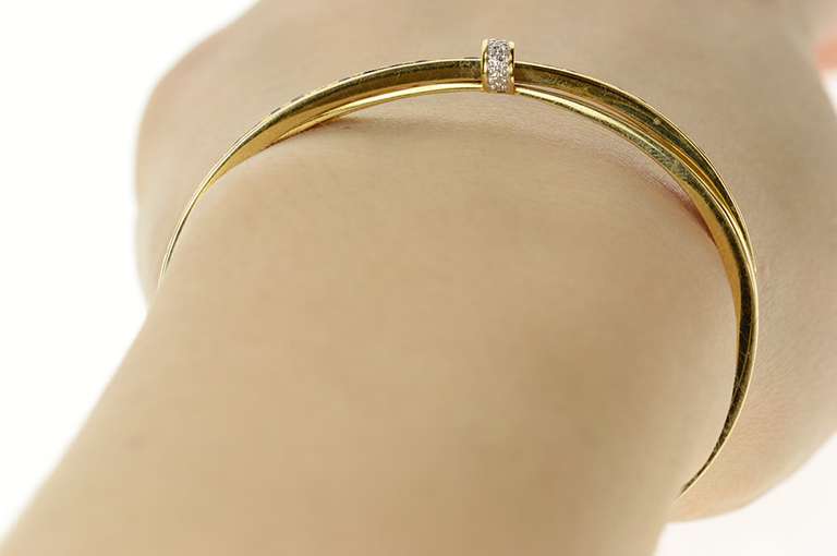 18K Yellow Gold Guy Laroche Amethyst Diamond Bangle Bracelet