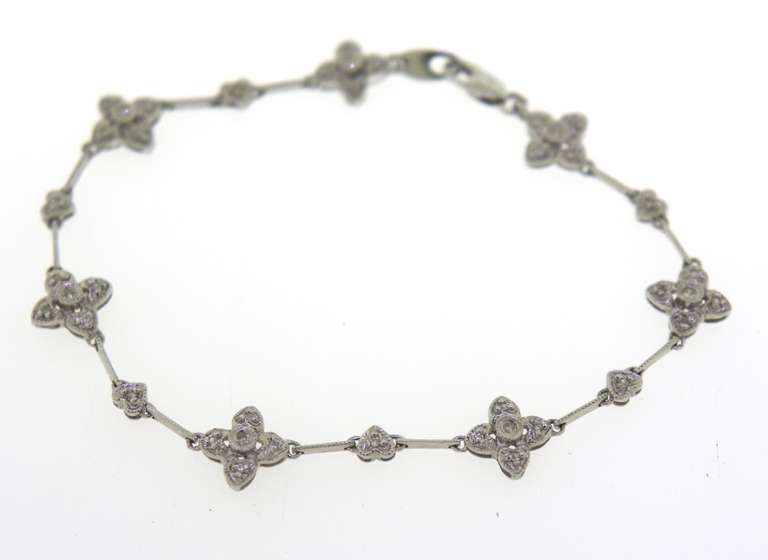 Fancy White Gold Diamond Station Bracelet