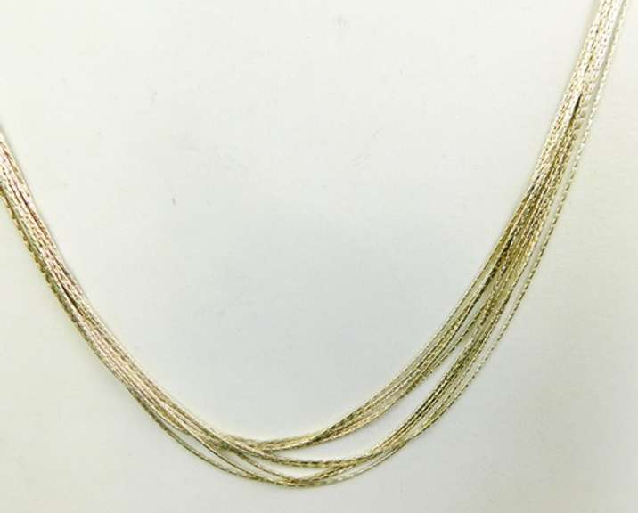Italian Milor Long Sterling 10 Strand Necklace