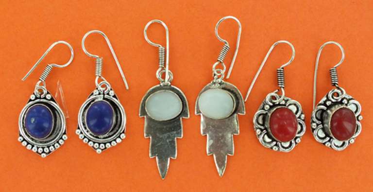 Silver and Natural Stone Earrings