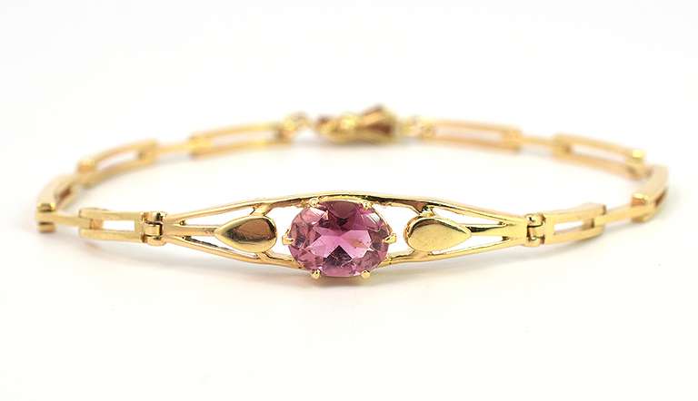 Gorgeous Pink Tourmaline Bracelet in 14KT Yellow Gold