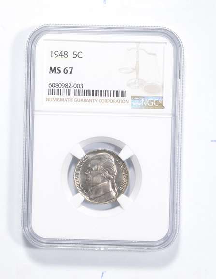 MS67 1948 Jefferson Nickel - Graded NGC