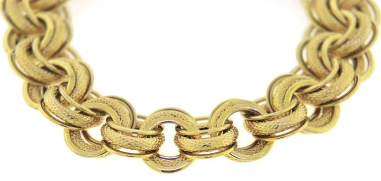 Fancy Yellow Gold Textured Anchor Link Bracelet
