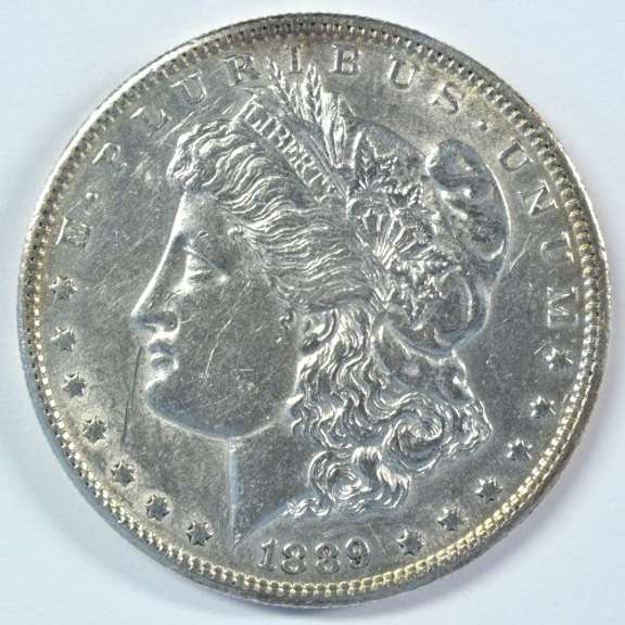 Flashy near mint 1889-S Morgan Silver Dollar. Key date