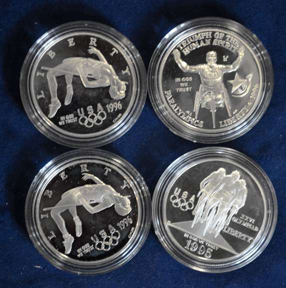 Lot OF 4 Olympic Commemorative Silver Dollar