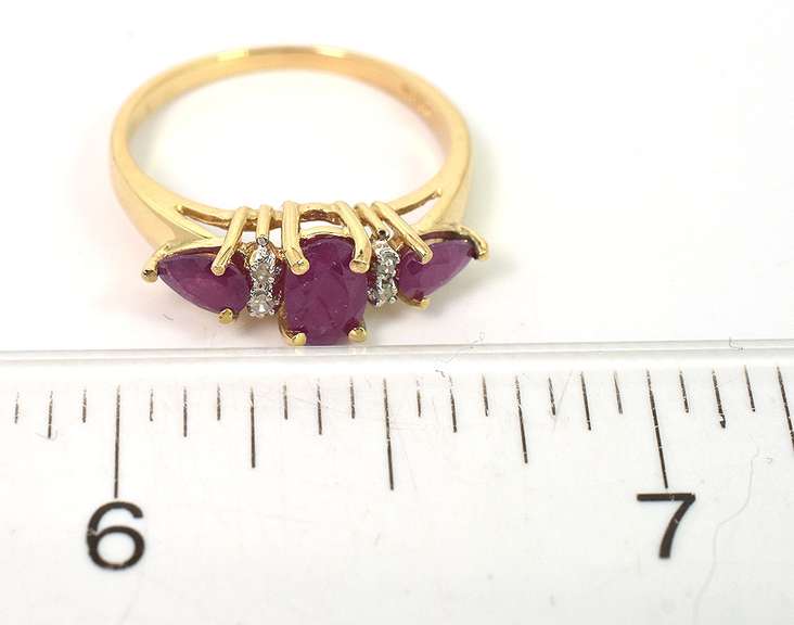 Sweet Ruby & Diamond Ring in 14KT Yellow Gold