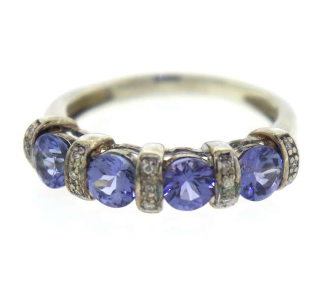 Sterling Silver Tanzanite and Diamond Band