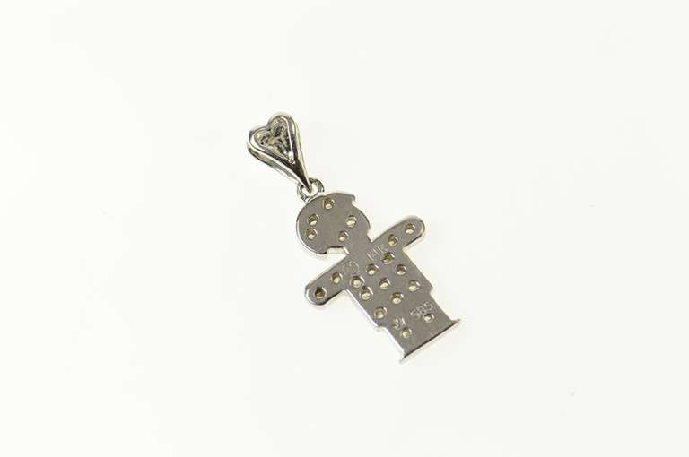 14K White Gold Child Pave Diamond Mother's Day Son Daughter Pendant