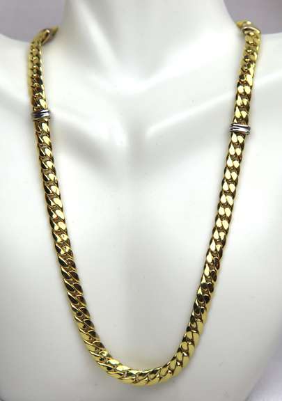 Unmatched Yellow Gold Curb Link Station Necklace