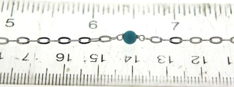 Wonderful White Gold Blue Bead Station Necklace