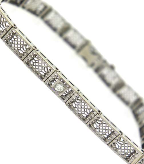 Gorgeous White Gold Diamond Filigree Bracelet