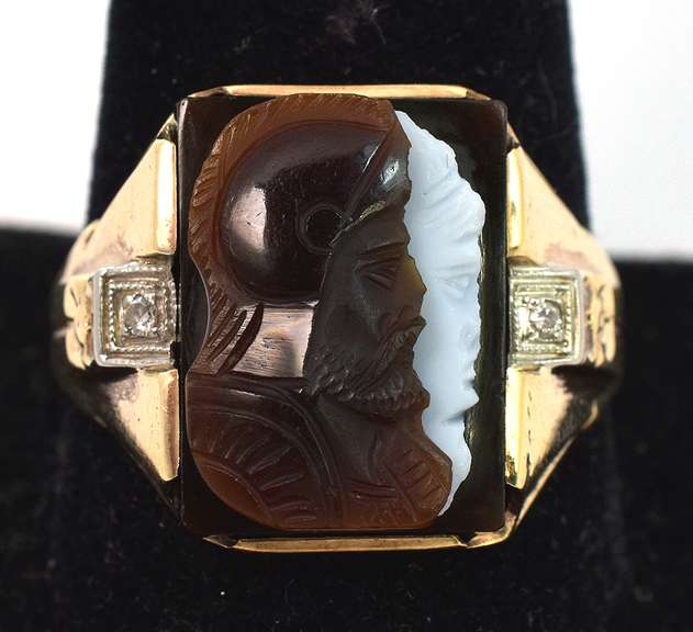 Interesting Layered Cameo Ring in Yellow Gold