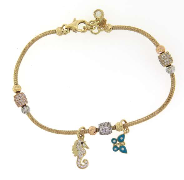Gorgeous CZ Station Bracelet with Charm