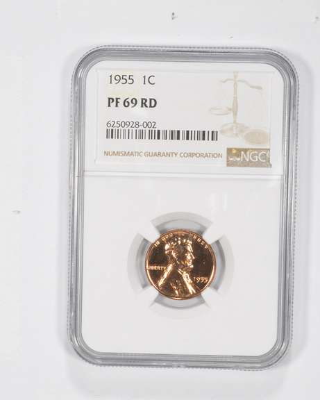 PF69 RD 1955 Lincoln Wheat Cent - Graded NGC