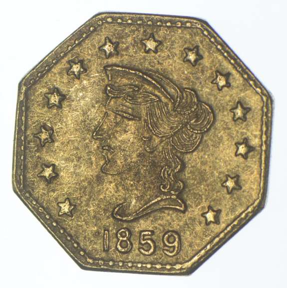 1859 Liberty Head California Territorial Gold Octagonal