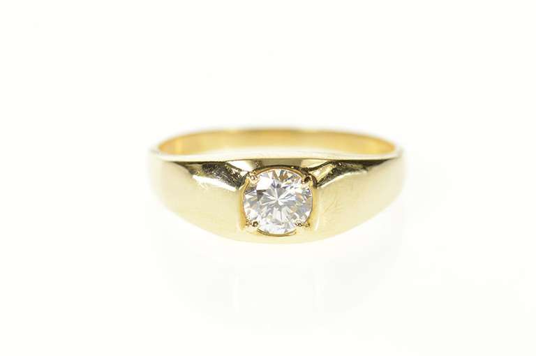 10K Yellow Gold Round Classic Solitaire Men's Wedding Ring