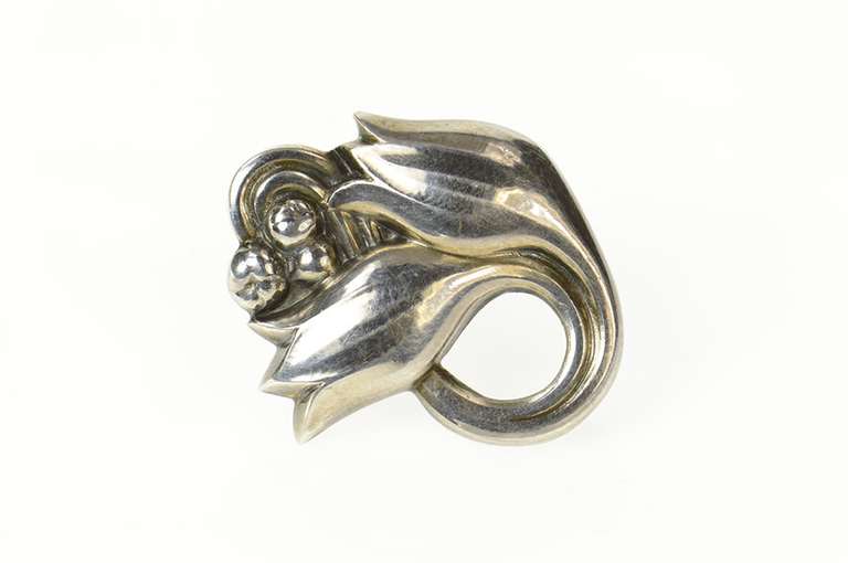 Sterling Silver Georg Jensen 100 A Art Nouveau Tulip Pin/Brooch