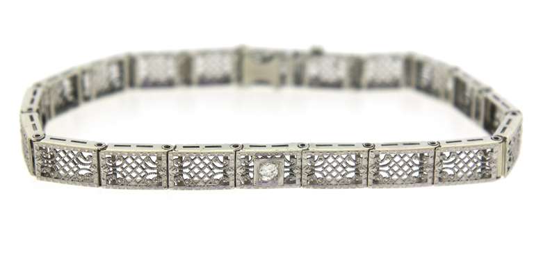 Gorgeous White Gold Diamond Filigree Bracelet