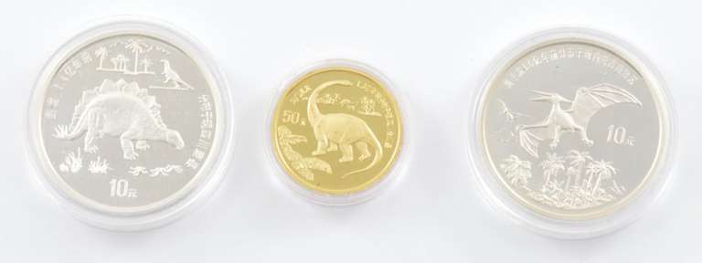 1995 China (2) 10 Yuan 27g .925 Silver & (1) 50 Yuan 1/2 Oz .999 Gold