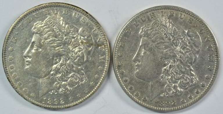 Scarce 1892 & 1892-O Morgan Silver Dollars. Nicer