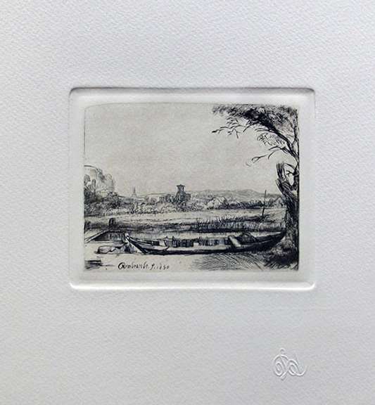 Rembrandt, Canal With A Large Boat And Bridge