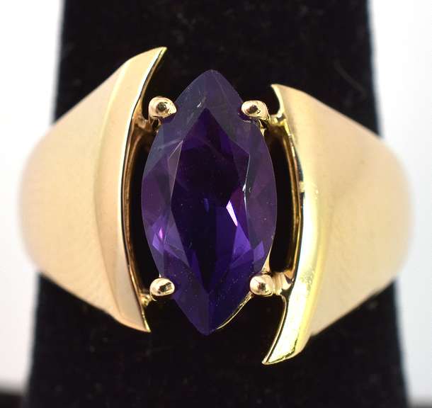 Bold Amethyst Ring in 14KT Yellow Gold