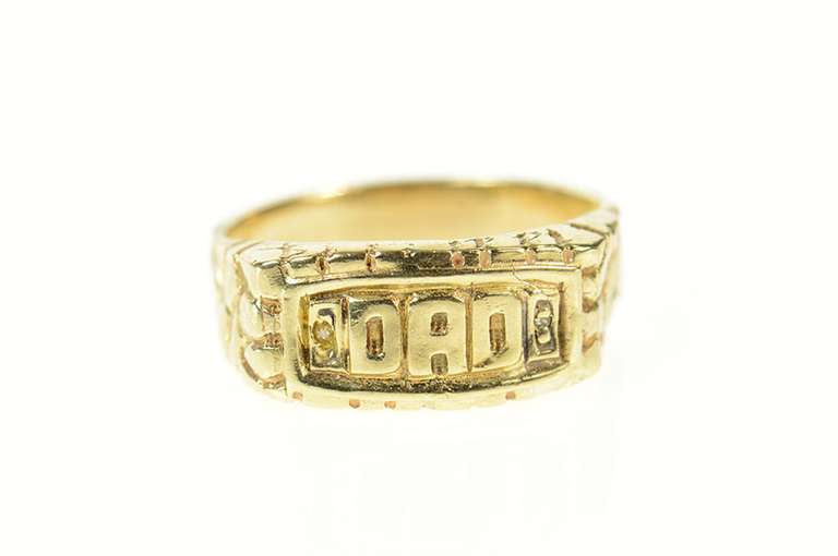 10K Yellow Gold Textured Nugget Dad Father's Day Diamond Ring