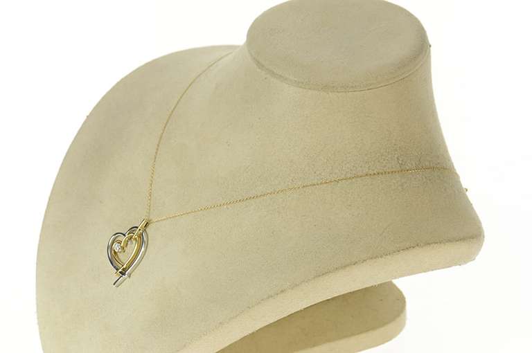 10K White Gold Two Tone Diamond Heart Love Symbol Pendant