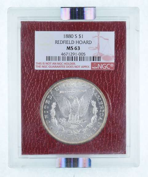 MS63 1880-S Morgan Silver Dollar - Redfield Hoard - Graded NGC
