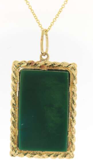 Handsome Rectangular Green Stone Necklace