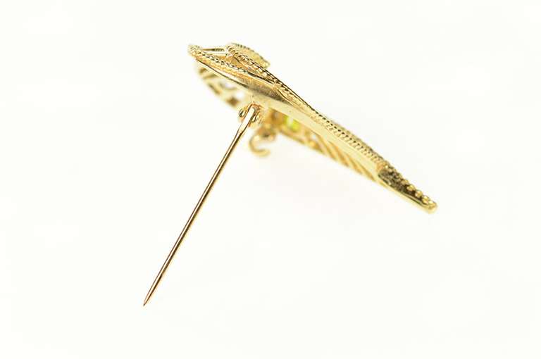 14K Yellow Gold 1960's Retro Topaz CZ Peridot Striped Heart Pendant