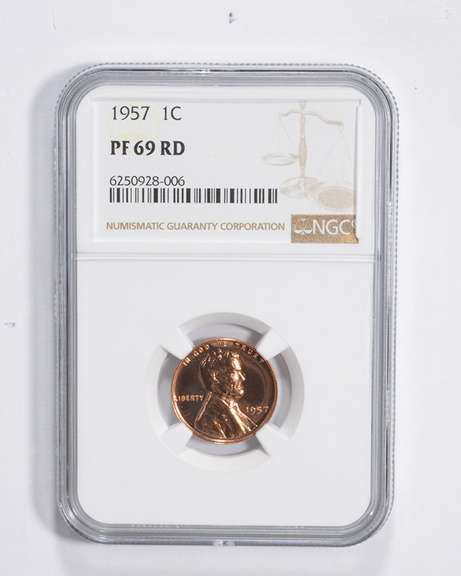 PF69 RD 1957 Lincoln Wheat Cent - Graded NGC