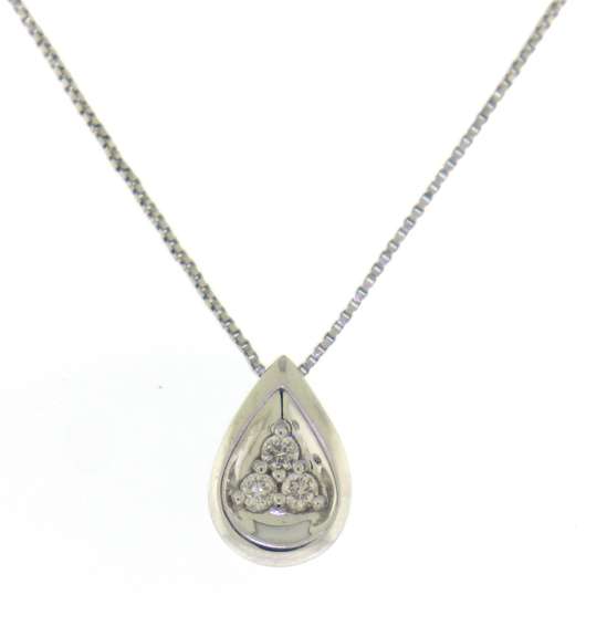 Stunning 14kt WG Diamond Tear Drop Pendant on Chain