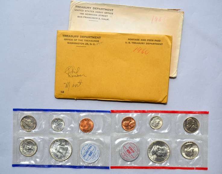 1960 & 1963 US Mint Sets With Original Envelopes