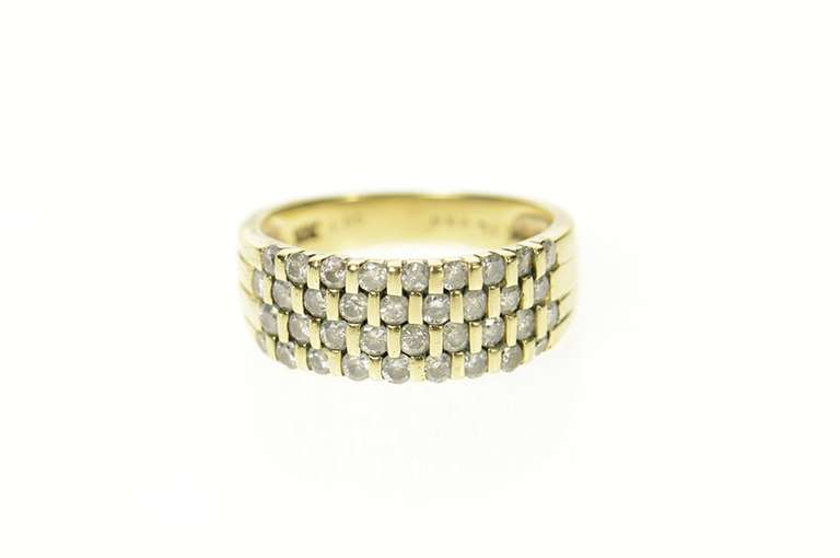 10K Yellow Gold 1.00 Ctw Squared Diamond Statement Band Ring